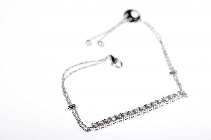 Pulseira ouro branco 14K com diamantes