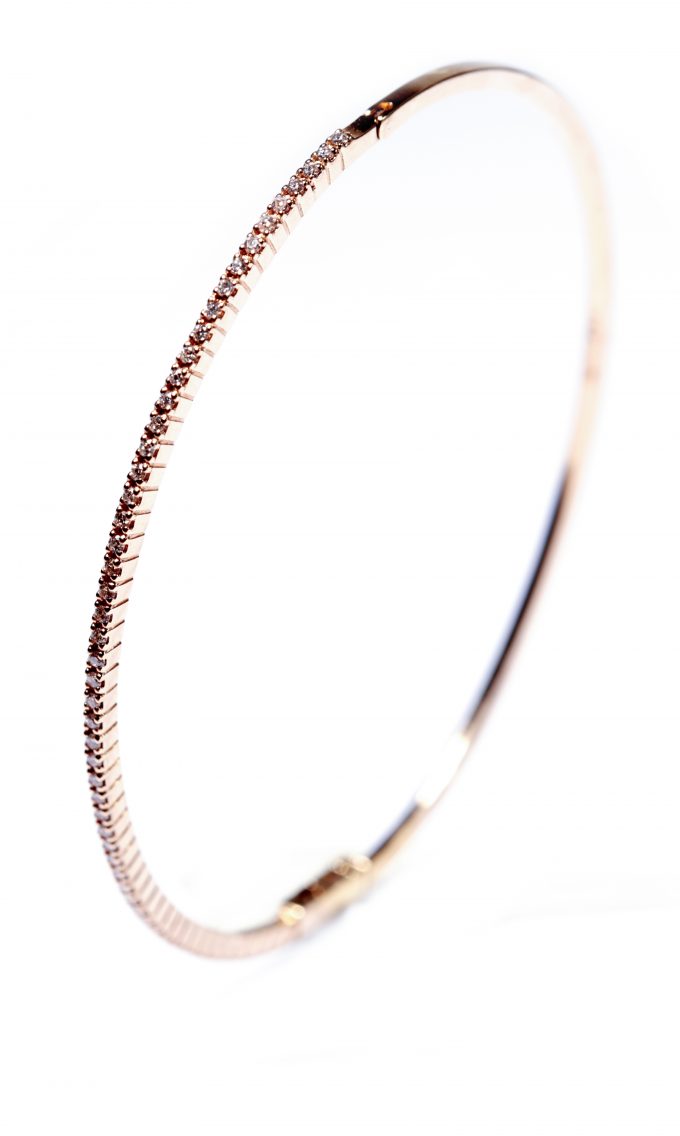 Pulseira Ouro Rosa 14K com diamantes